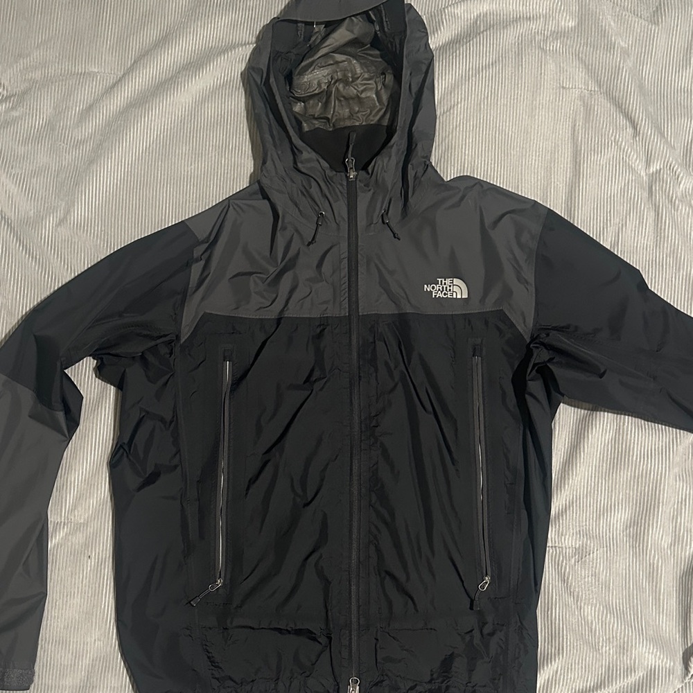 The North Face Men's Black and Gray Raincoat